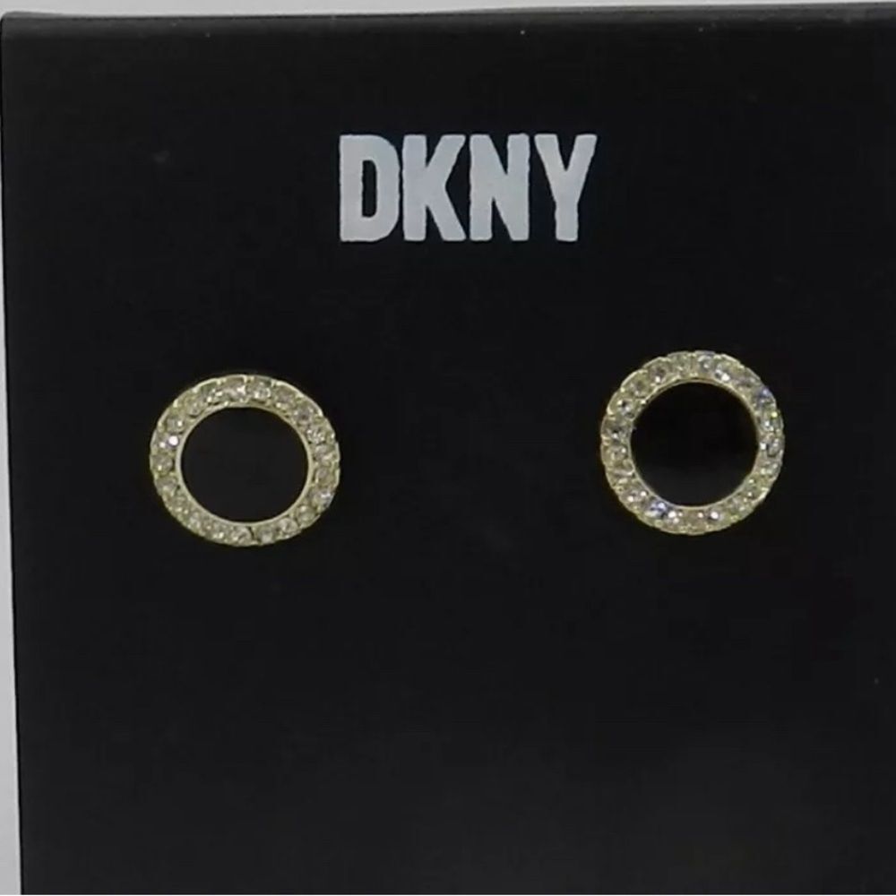 DKNY CRYSTAL GOLDTONE HALO STUD EARRINGS NWT